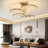 Modern Gold 3 Ring LED Ceiling Light Minimalist Nordic Metal Chandelier for Living Room
