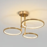 Modern Gold 3 Ring LED Ceiling Light Minimalist Nordic Metal Chandelier for Living Room
