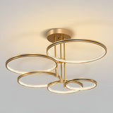 Modern Gold 3 Ring LED Ceiling Light Minimalist Nordic Metal Chandelier for Living Room