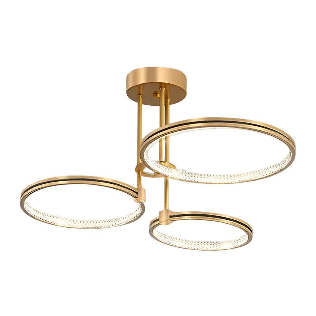 Modern Gold 3 Ring LED Ceiling Light Minimalist Nordic Metal Chandelier for Living Room