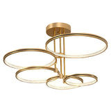 Modern Gold 3 Ring LED Ceiling Light Minimalist Nordic Metal Chandelier for Living Room