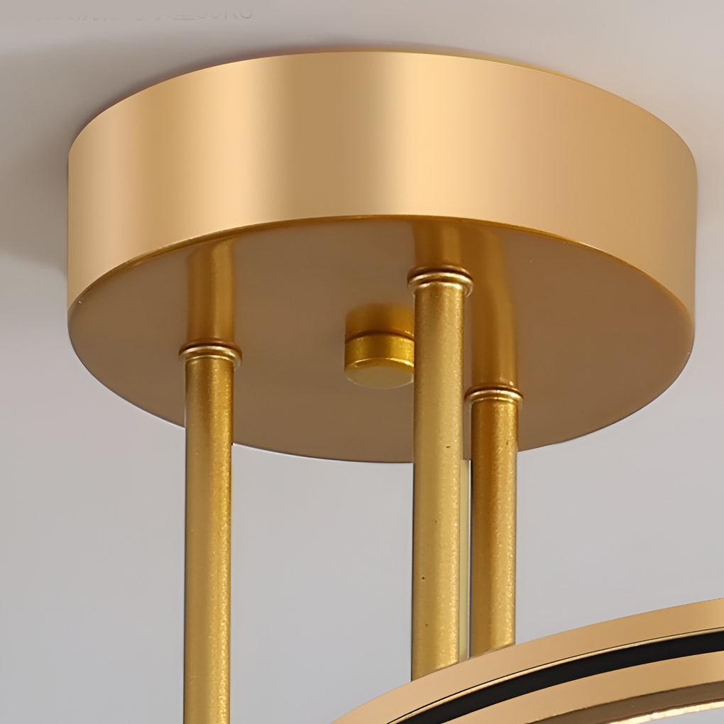 Modern Gold 3 Ring LED Ceiling Light Minimalist Nordic Metal Chandelier for Living Room