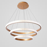 Modern Gold 3 Ring LED Chandelier Adjustable Hanging Pendant Light for Kitchen Island and Dining Room