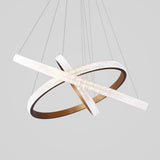 Modern Gold 3 Ring LED Chandelier Adjustable Hanging Pendant Light for Kitchen Island and Dining Room