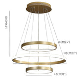 Modern Gold 3 Ring LED Chandelier Dimmable Pendant Light for Dining Room and Living Area