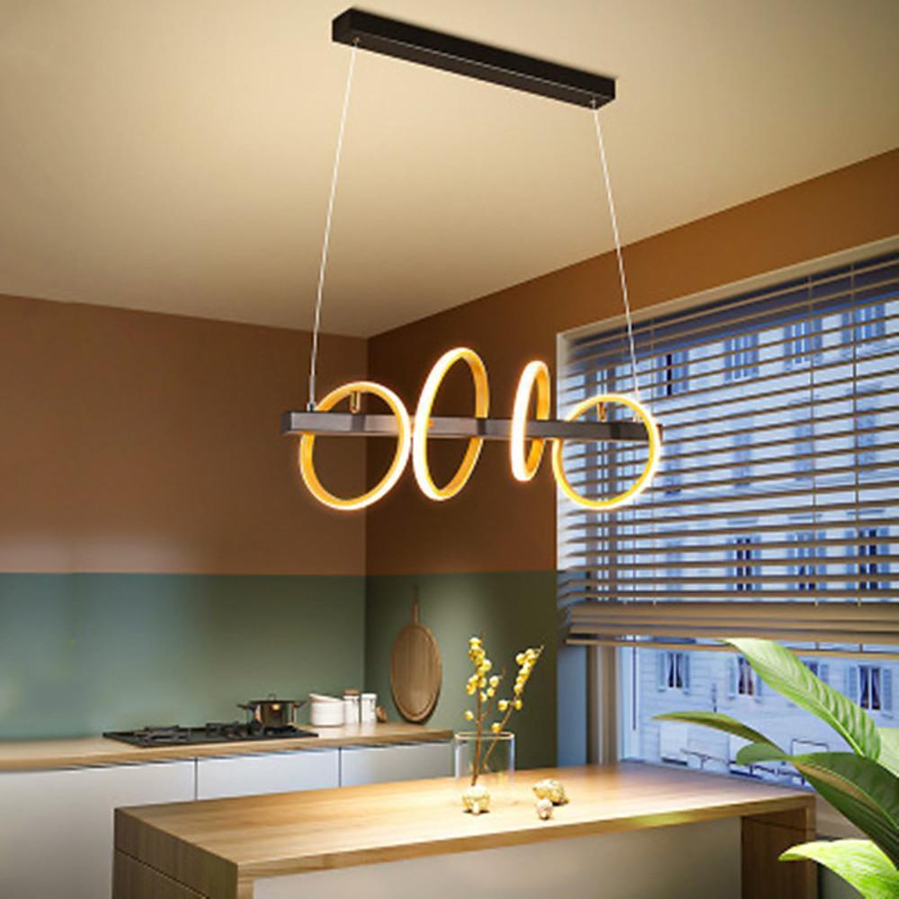 Modern Gold 4 Ring LED Chandelier Dimmable Pendant Island Ceiling Light Fixture
