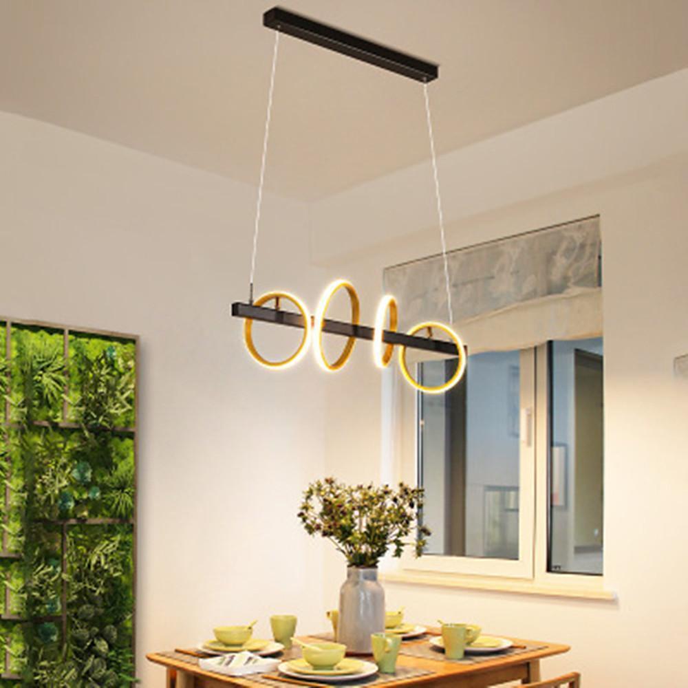 Modern Gold 4 Ring LED Chandelier Dimmable Pendant Island Ceiling Light Fixture