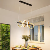 Modern Gold 4 Ring LED Chandelier Dimmable Pendant Island Ceiling Light Fixture