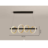 Modern Gold 4 Ring LED Chandelier Dimmable Pendant Island Ceiling Light Fixture