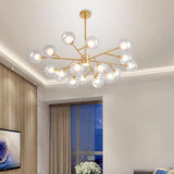 Modern Gold 9 Light Glass Globe Chandelier LED Pendant Ceiling Fixture