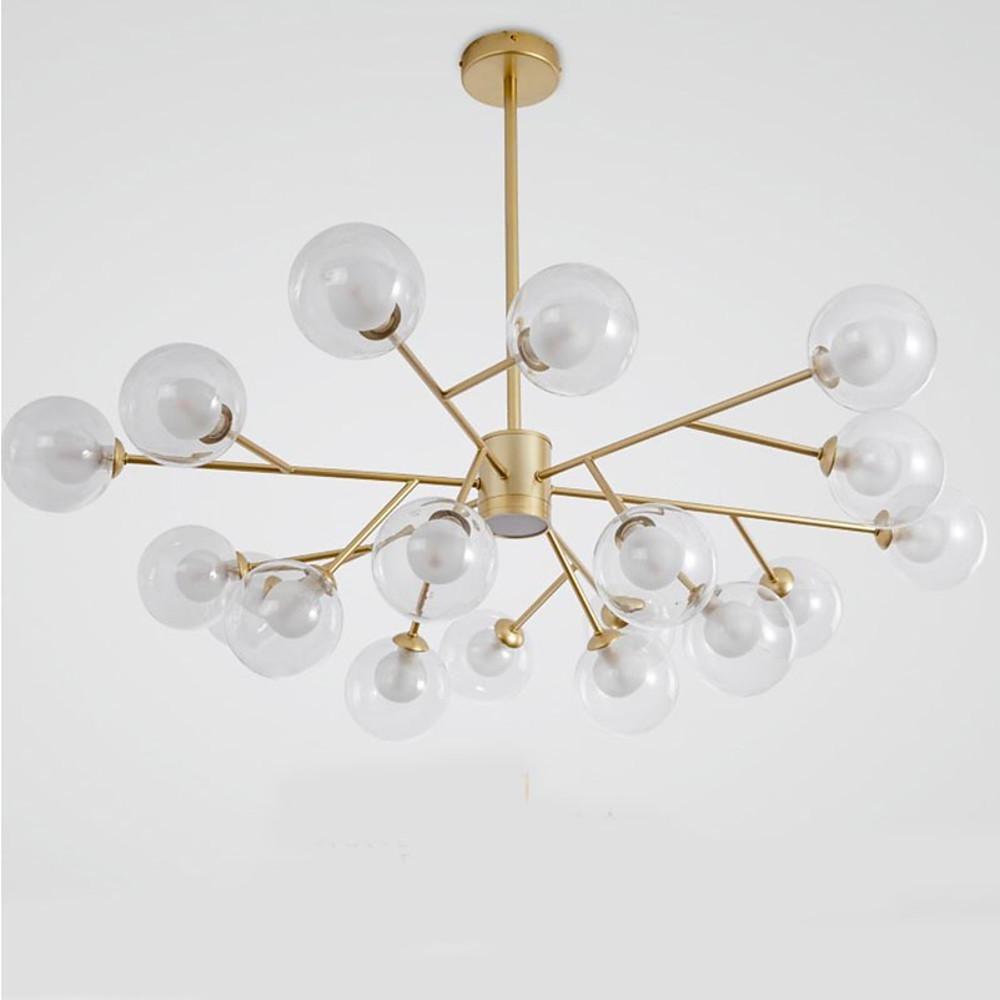 Modern Gold 9 Light Glass Globe Chandelier LED Pendant Ceiling Fixture