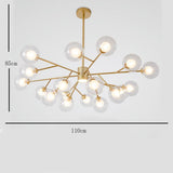 Modern Gold 9 Light Glass Globe Chandelier LED Pendant Ceiling Fixture