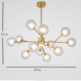 Modern Gold 9 Light Glass Globe Chandelier LED Pendant Ceiling Fixture