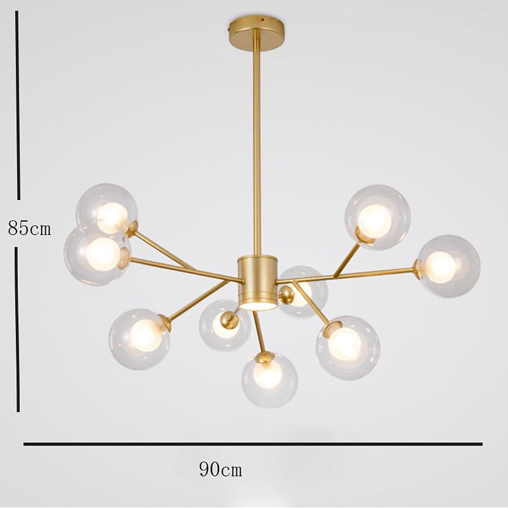 Modern Gold 9 Light Glass Globe Chandelier LED Pendant Ceiling Fixture