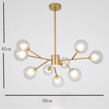 Modern Gold 9 Light Glass Globe Chandelier LED Pendant Ceiling Fixture