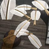 Modern Gold Acrylic Leaf LED Pendant Light Elegant Luxury Chandelier for Dining Room
