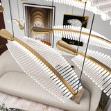 Modern Gold Acrylic Leaf LED Pendant Light Elegant Luxury Chandelier for Dining Room