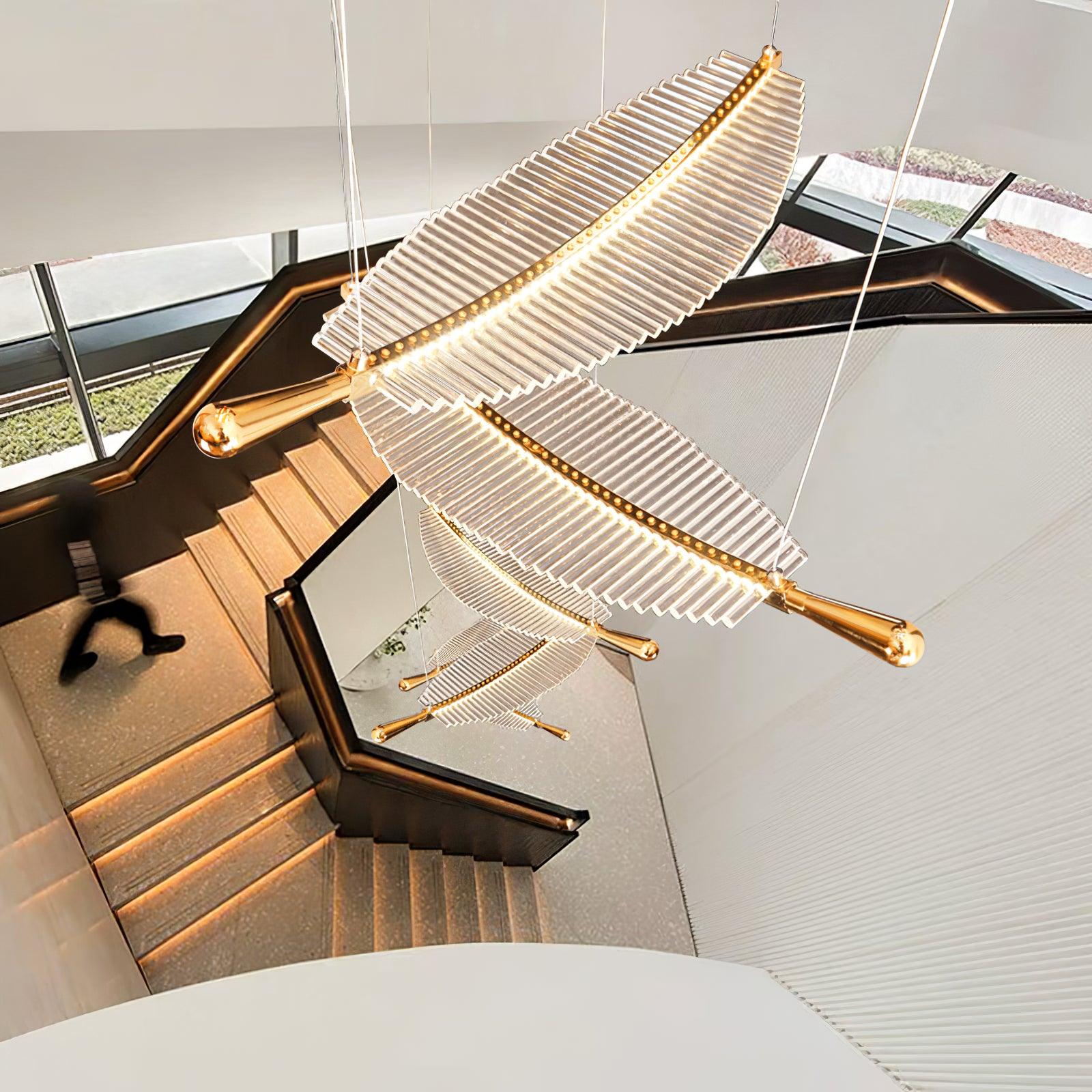 Modern Gold Acrylic Leaf LED Pendant Light Elegant Luxury Chandelier for Dining Room