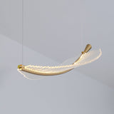 Modern Gold Acrylic Leaf LED Pendant Light Elegant Luxury Chandelier for Dining Room