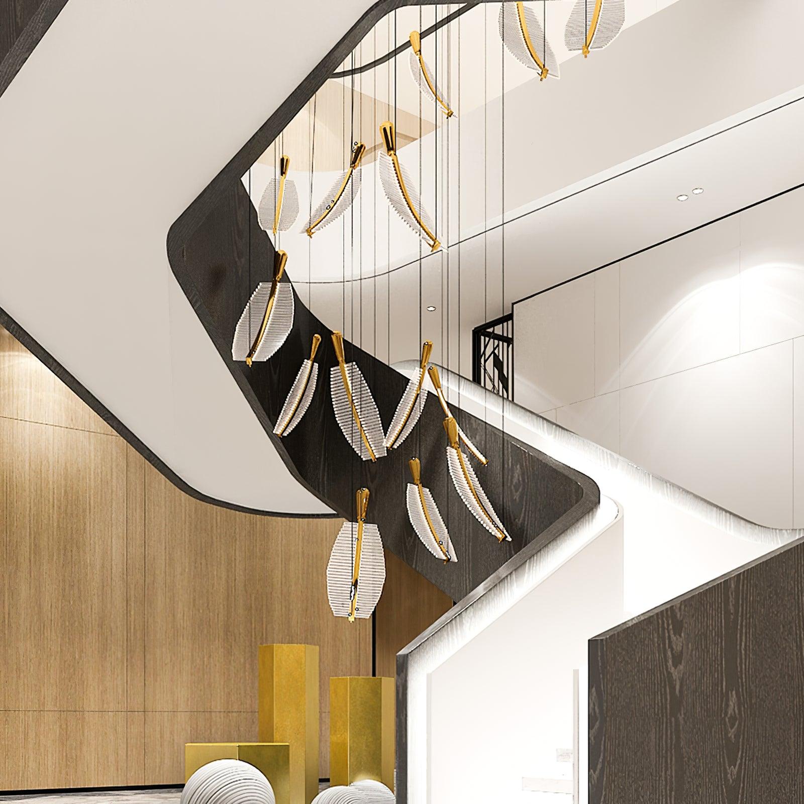 Modern Gold Acrylic Leaf LED Pendant Light Elegant Luxury Chandelier for Dining Room