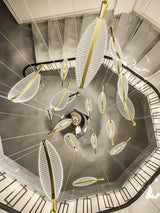 Modern Gold Acrylic Leaf LED Pendant Light Elegant Luxury Chandelier for Dining Room