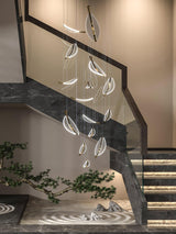 Modern Gold Acrylic Leaf LED Pendant Light Elegant Luxury Chandelier for Dining Room