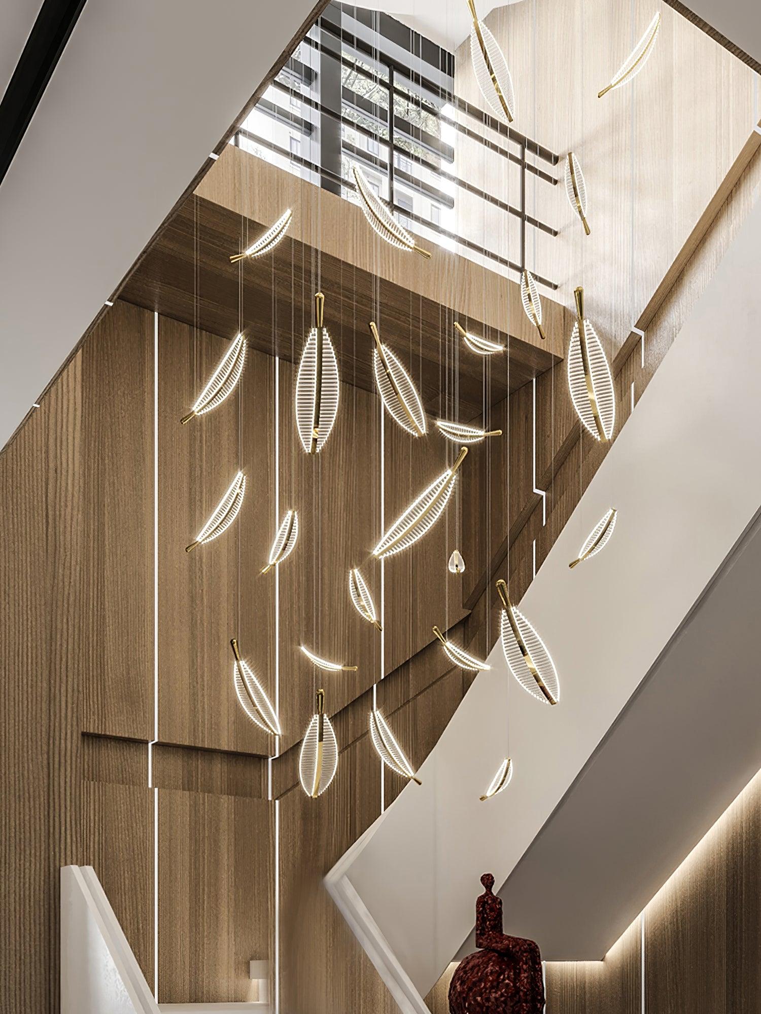 Modern Gold Acrylic Leaf LED Pendant Light Elegant Luxury Chandelier for Dining Room