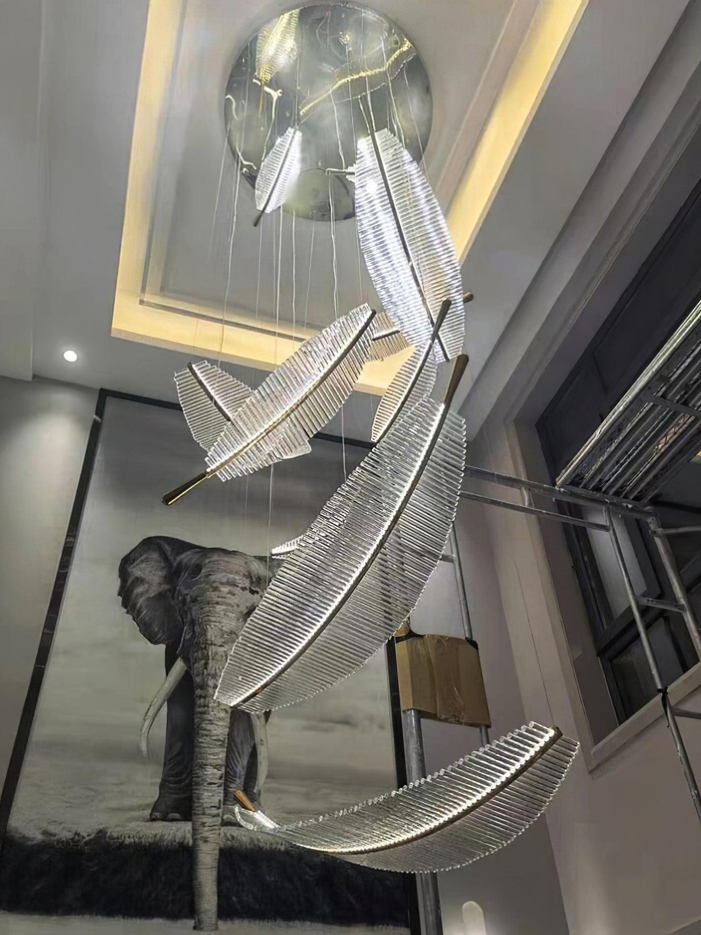 Modern Gold Acrylic Leaf LED Pendant Light Elegant Luxury Chandelier for Dining Room