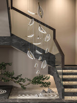 Modern Gold Acrylic Leaf LED Pendant Light Elegant Luxury Chandelier for Dining Room