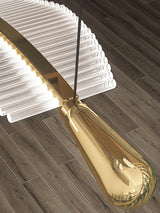Modern Gold Acrylic Leaf LED Pendant Light Elegant Luxury Chandelier for Dining Room