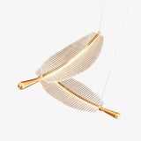 Modern Gold Acrylic Leaf LED Pendant Light Elegant Luxury Chandelier for Dining Room