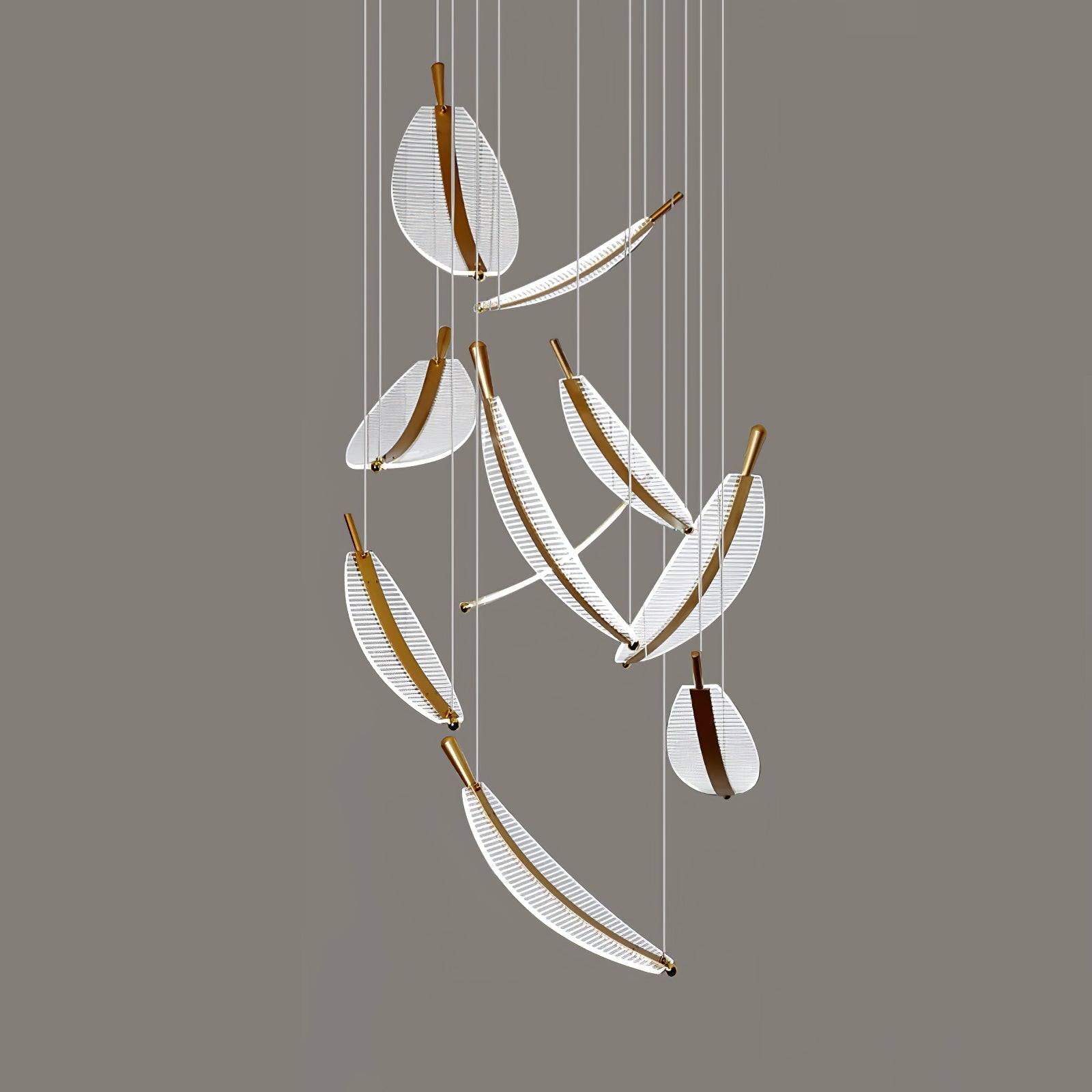 Modern Gold Acrylic Leaf LED Pendant Light Elegant Luxury Chandelier for Dining Room