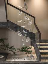 Modern Gold Acrylic Leaf LED Pendant Light Elegant Luxury Chandelier for Dining Room