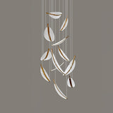 Modern Gold Acrylic Leaf LED Pendant Light Elegant Luxury Chandelier for Dining Room