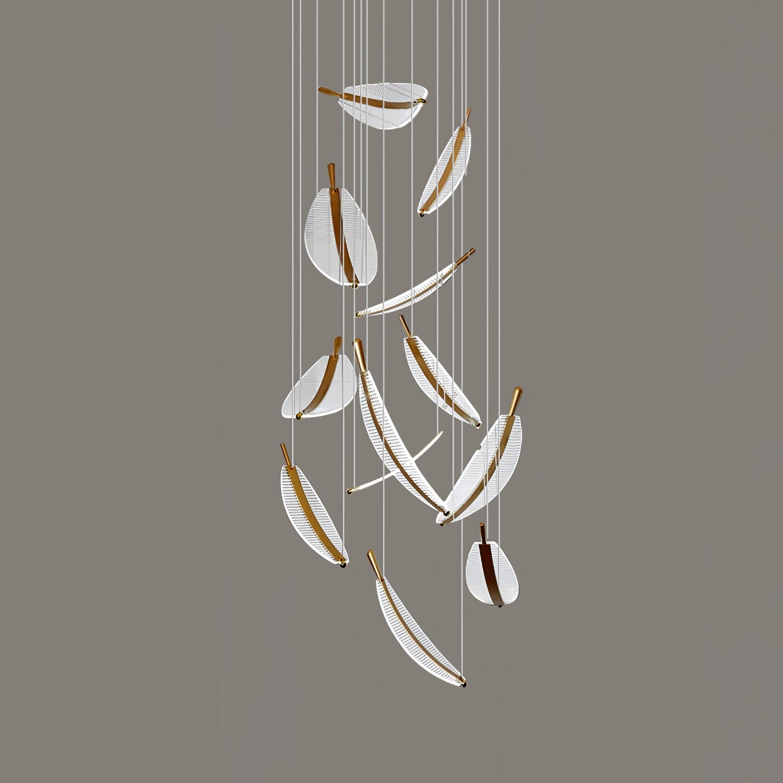 Modern Gold Acrylic Leaf LED Pendant Light Elegant Luxury Chandelier for Dining Room