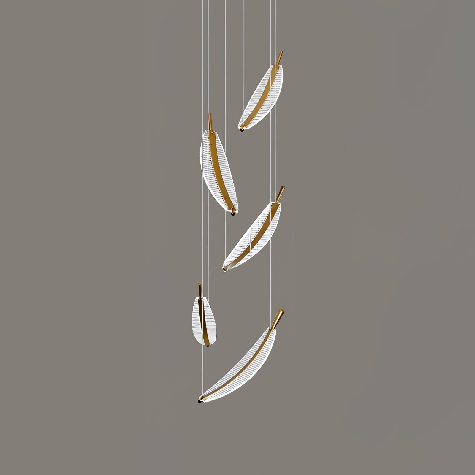 Modern Gold Acrylic Leaf LED Pendant Light Elegant Luxury Chandelier for Dining Room