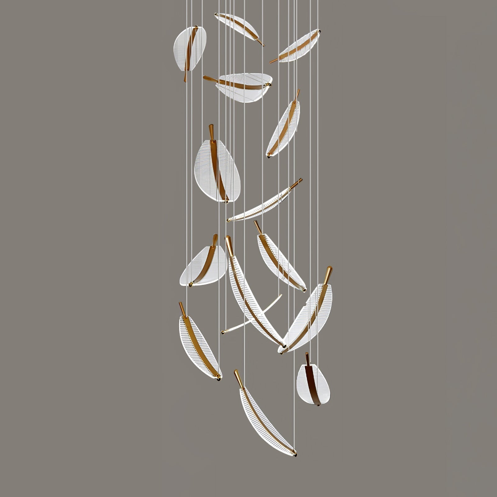 Modern Gold Acrylic Leaf LED Pendant Light Elegant Luxury Chandelier for Dining Room