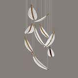 Modern Gold Acrylic Leaf LED Pendant Light Elegant Luxury Chandelier for Dining Room