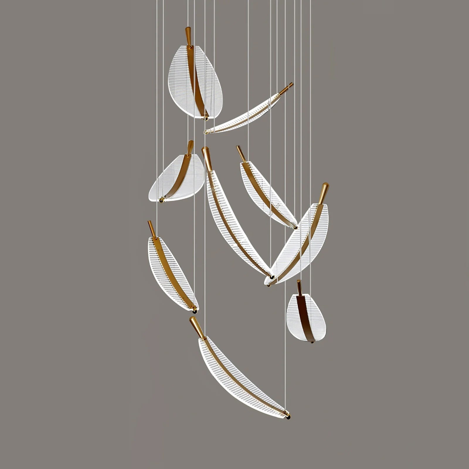 Modern Gold Acrylic Leaf LED Pendant Light Elegant Luxury Chandelier for Dining Room