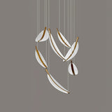 Modern Gold Acrylic Leaf LED Pendant Light Elegant Luxury Chandelier for Dining Room