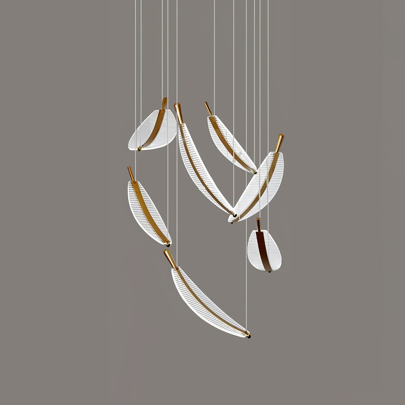 Modern Gold Acrylic Leaf LED Pendant Light Elegant Luxury Chandelier for Dining Room