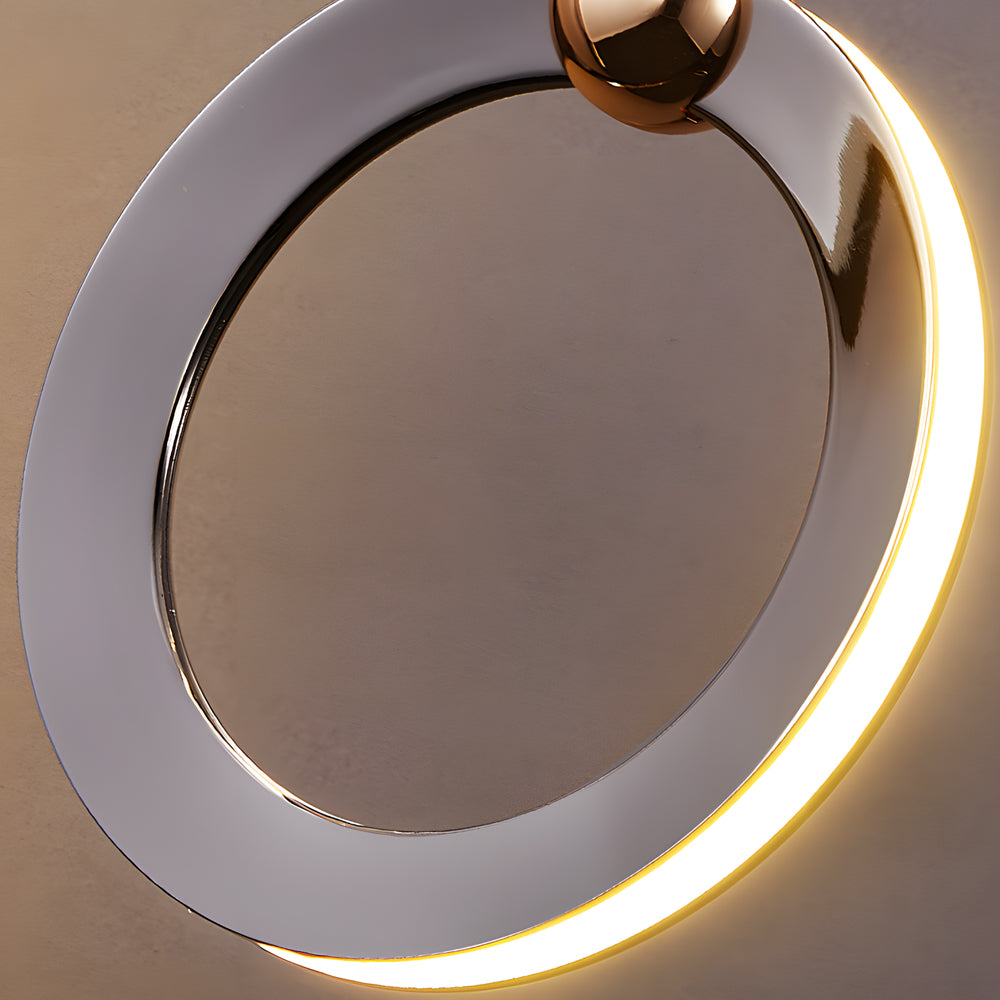 Modern Gold and Black LED Ring Cluster Staircase Chandelier for High Ceilings and Foyers