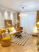Modern Gold and White Glass Globe Cluster Chandelier Multi Head Pendant Light