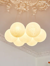 Modern Gold and White Glass Globe Cluster Chandelier Multi Head Pendant Light