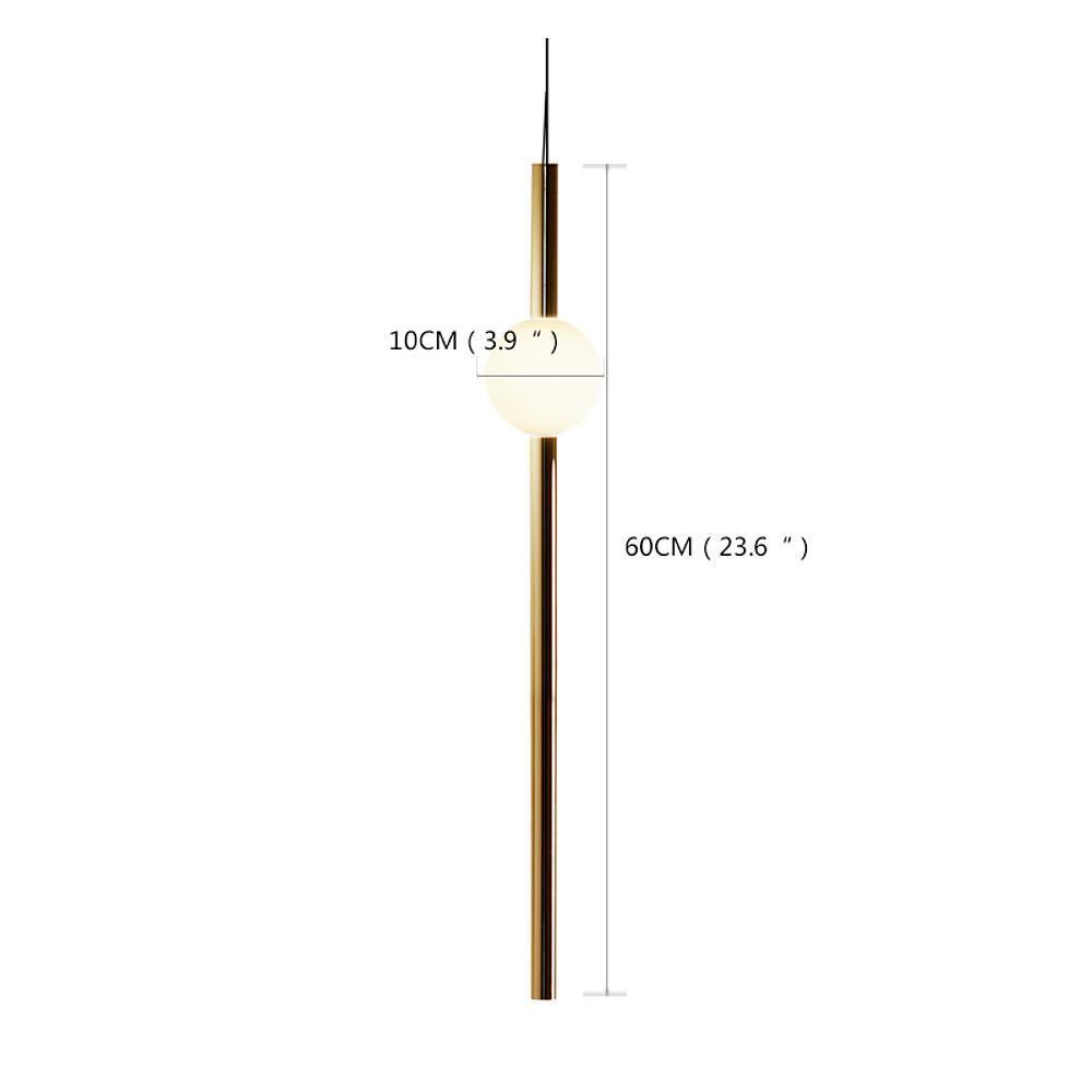 Modern Gold and White Glass Sphere Pendant Light with Linear Metal Frame LED