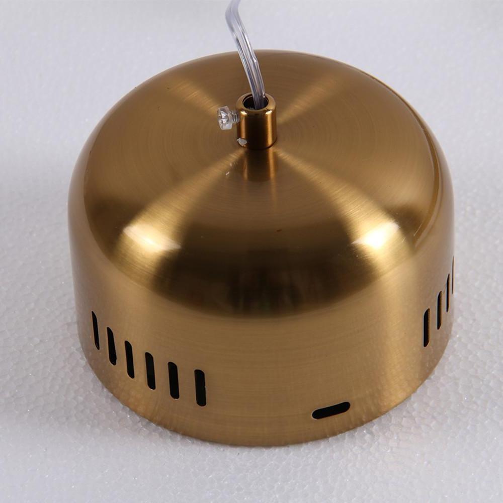 Modern Gold and White Glass Sphere Pendant Light with Linear Metal Frame LED