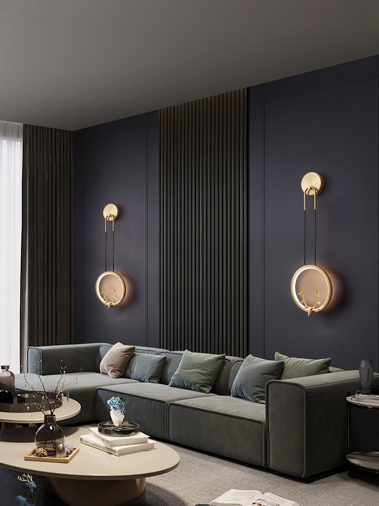 Modern Gold Antler LED Wall Sconce Set of 2 Luxury Brass Indoor Lighting for Bedside and Living Room