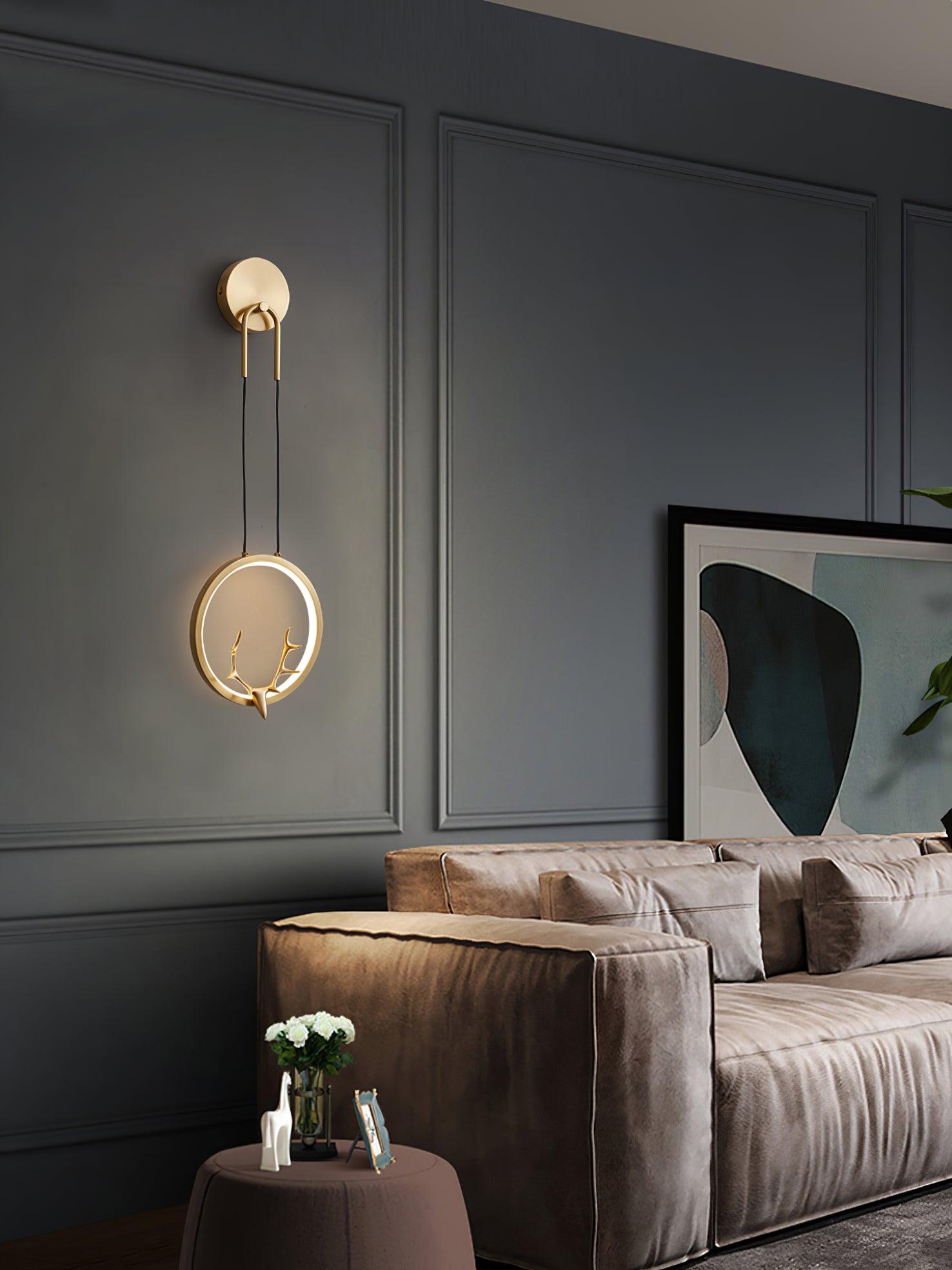 Modern Gold Antler LED Wall Sconce Set of 2 Luxury Brass Indoor Lighting for Bedside and Living Room
