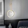 Modern Gold Antler Ring LED Pendant Light Dimmable Nordic Bedside Hanging Lamp for Bedroom
