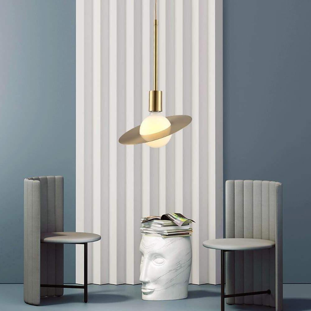 Modern Gold Ball LED Pendant Light Geometric Metal Hanging Ceiling Lamp for Living Room